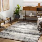 Vanderbijlpark 2'7" x 7'3" Modern Shag Plush Bohemian Charcoal/Cream/Light Gray Runner - Hauteloom