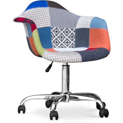 Bürostuhl mit Armlehnen - Schreibtischstuhl mit Rollen - Bezogen mit Patchwork - Pixi Multicolor Image