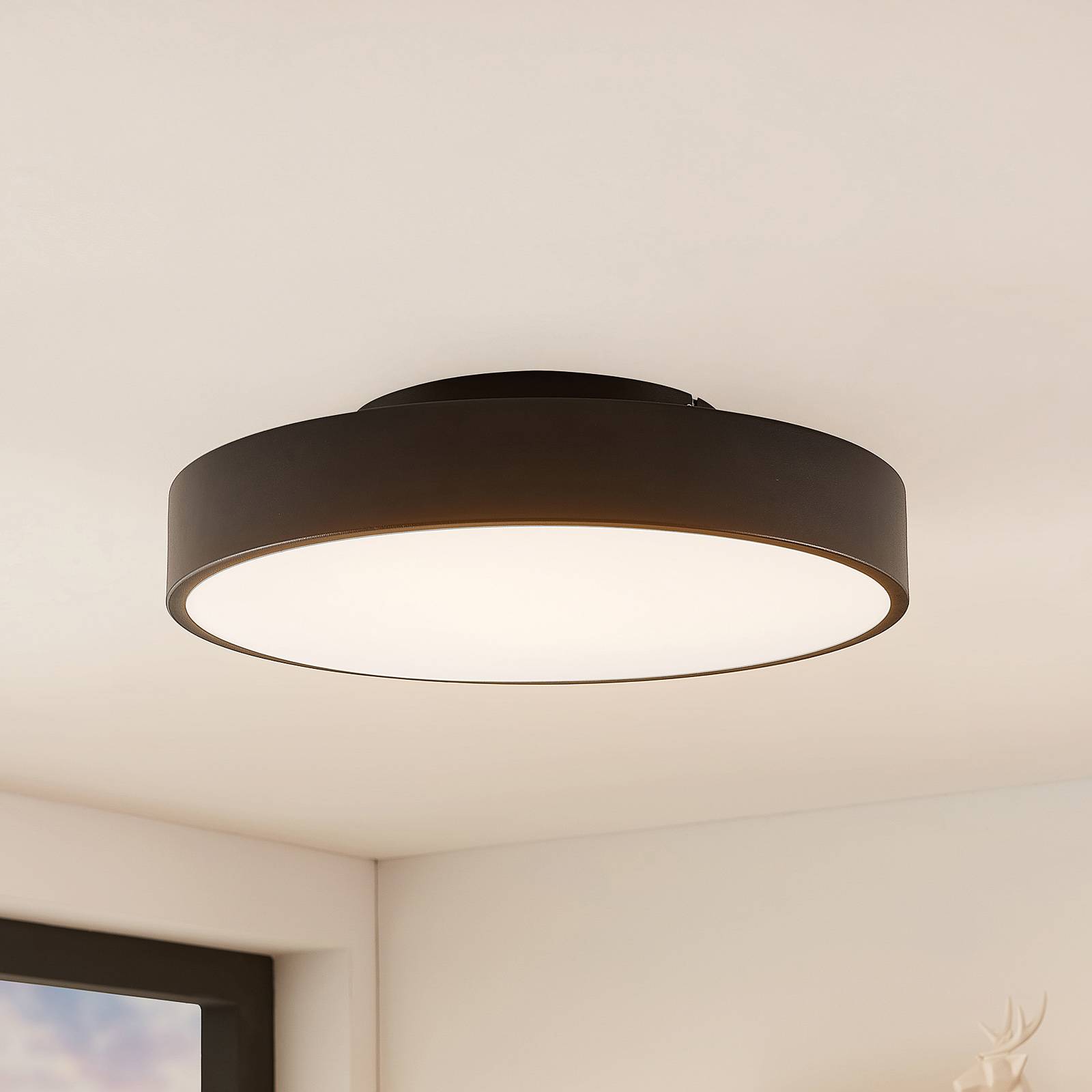 LED Deckenlampe Milada Lindby, dimmbar, schwarz, für Wohn- / Esszimmer, Metall, Modern, LED Deckenleuchte