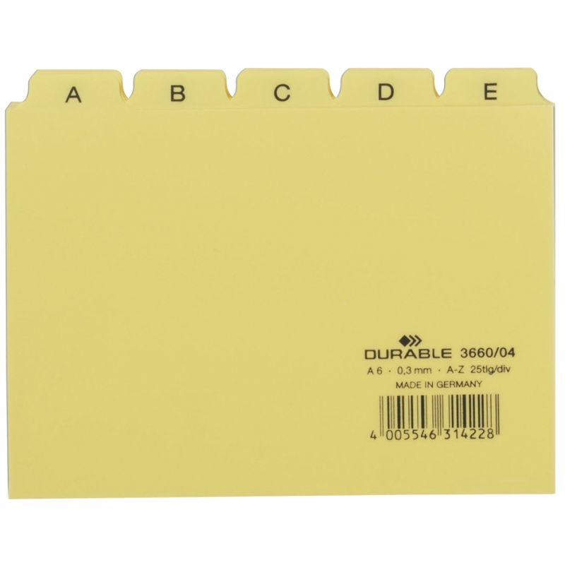 DURABLE Karteiregister A - Z, PP, A6 quer, gelb, 25-teilig Image