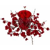 Primrue Plum Blossom Candelabrum Silk/Polyester/Faux Silk/Plastic in Red | 6.5 H x 15 W x 15 D in | Wayfair B845DA06230A4434A98B05AF2ED397D5