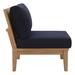 Pier Armless Outdoor Patio Teak Sofa by Modway Metal in Black | 31.5 H x 26.5 W x 32.5 D in | Wayfair EEI-1150-NAT-NAV-SET