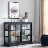 Elegant Home For You Elegant China Cabinet Wood/Glass in Black | 37.75 H x 47.25 W x 15.75 D in | Wayfair U201090