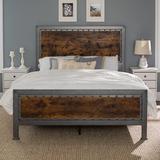 Williston Forge Abdon Queen Low Profile Standard Bed Wood & Metal/Metal in Brown | 55 H x 65 W x 84 D in | Wayfair 905006E7E3DD4874B6863DEEFBA4AA58