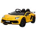 HOMCOM Lamborghini Aventador Licensed 12V Kids Electric Ride On Car Racing Car Toy with Parental Remote Control Battery-powered 2 Motors Music Lights for 3-8 Years Old Yellow