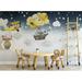 GK Wall Design Cartoon Nightscape Hot Air Balloon & Elephant Wall Mural Vinyl in White/Black | 204" W x 114" L | Wayfair GKWP000237W204H114_V