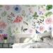 GK Wall Design Flamingo Rose & Leaf Wall Mural Vinyl in White | 204" W x 114" L | Wayfair GKWP000231W204H114_V