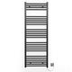 Myhomeware 600mm Wide Black Flat Electric Pre-Filled Heated Towel Rail Radiator For Bathroom Designer UK (Alyssa 600 / 1400mm Electric Black)