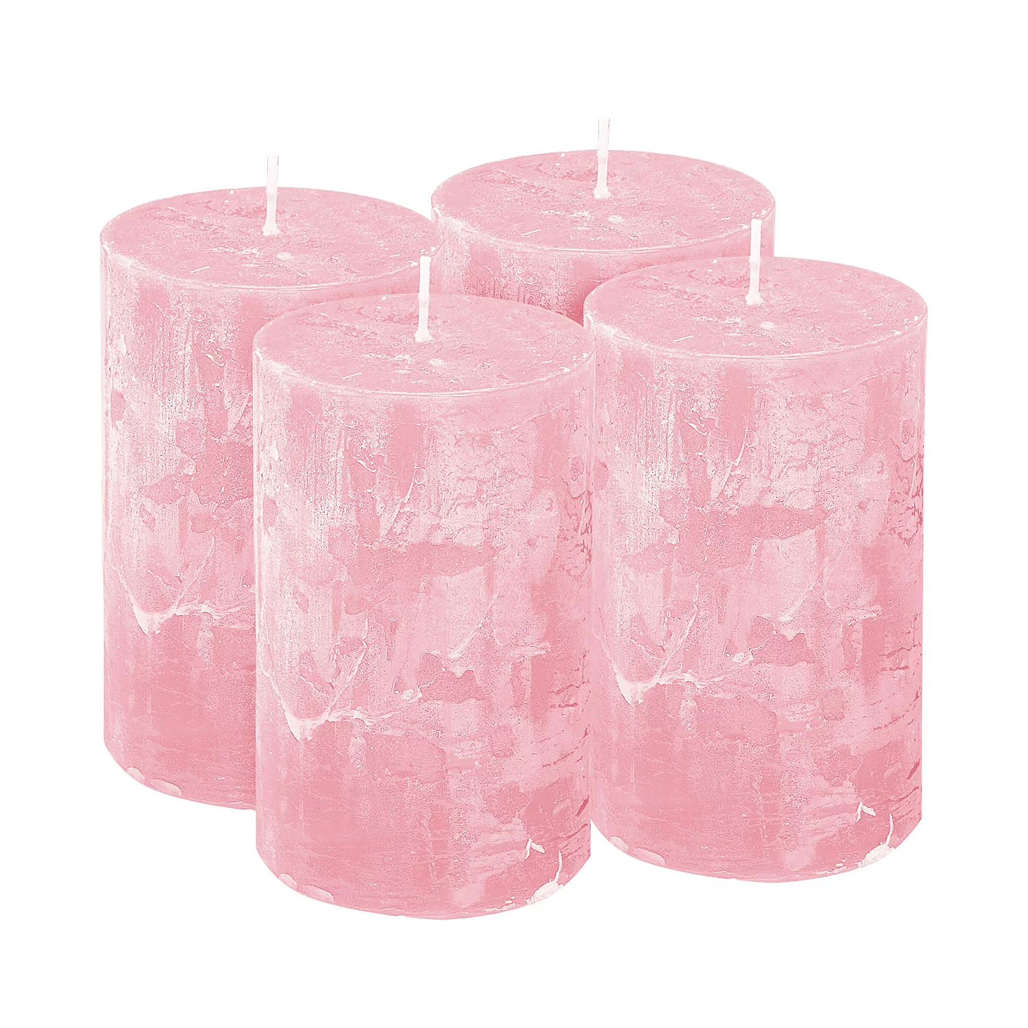 Bougies rustiques, vieux rose, 8 x 6 cm, 4 pièces