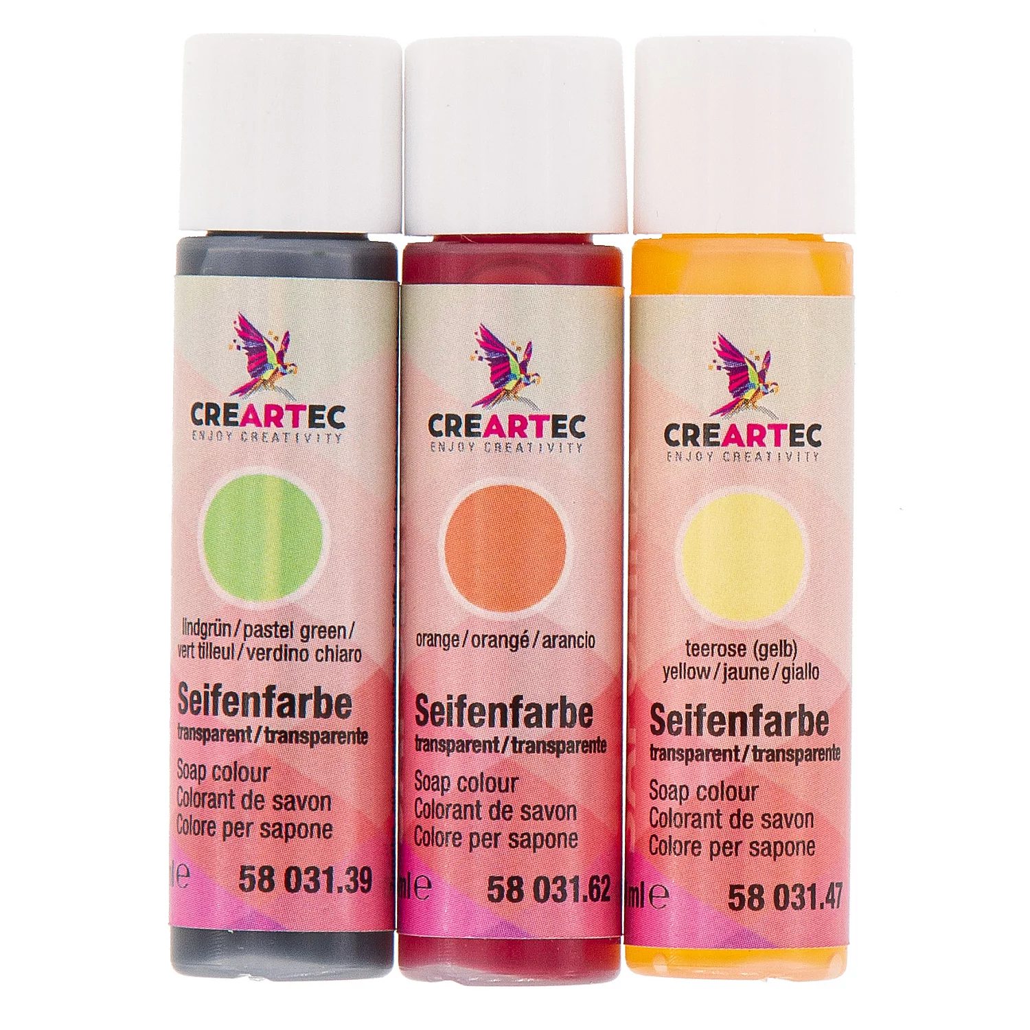 Lot de colorants pour savon, vert, jaune, orange