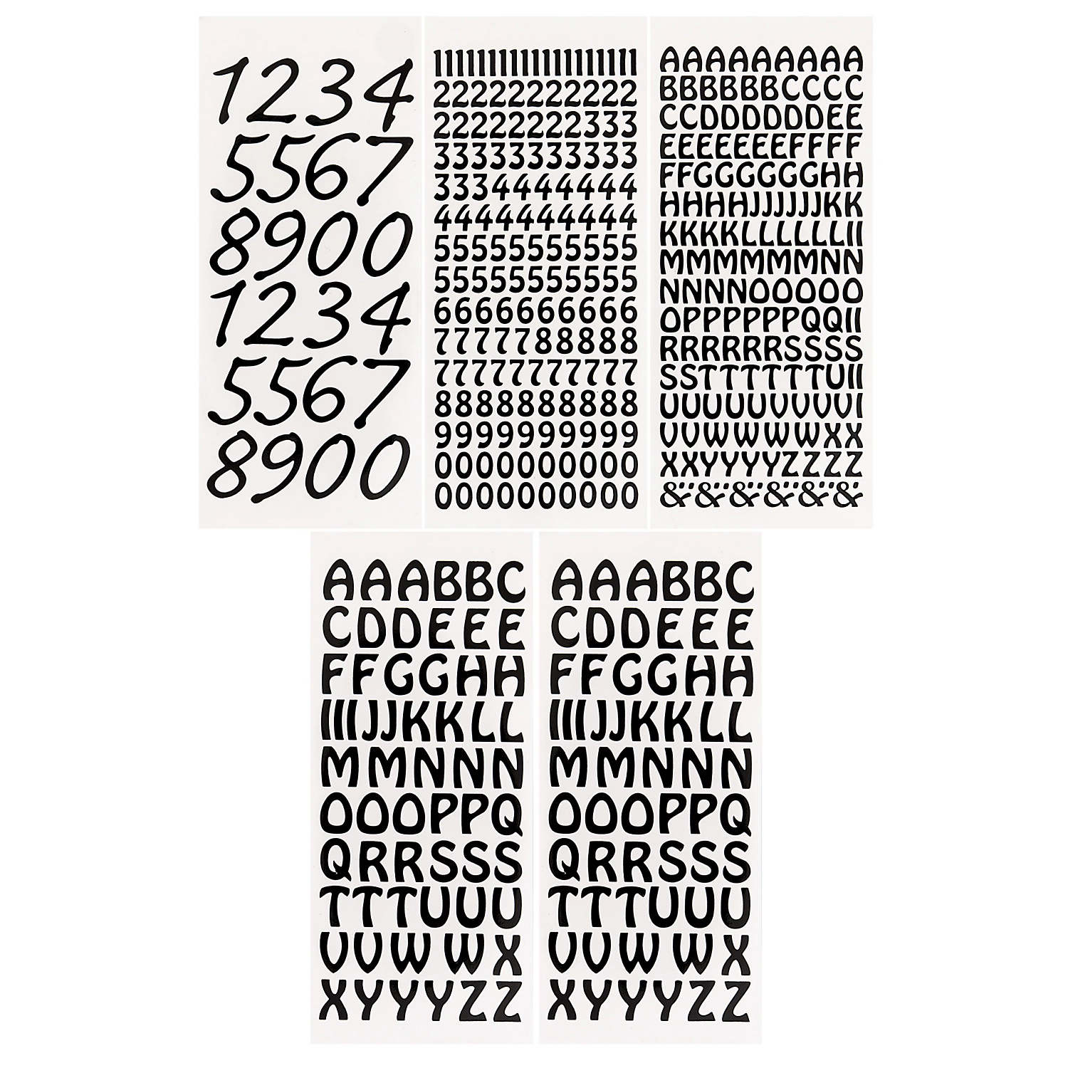 Stickers "lettres et chiffres" , noir, 23 x 10 cm, 5 feuilles