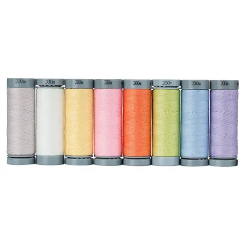 buttinette Fils à coudre, tons pastel, grosseur : 120, bobine de 200 m, contenu : 8 pièces