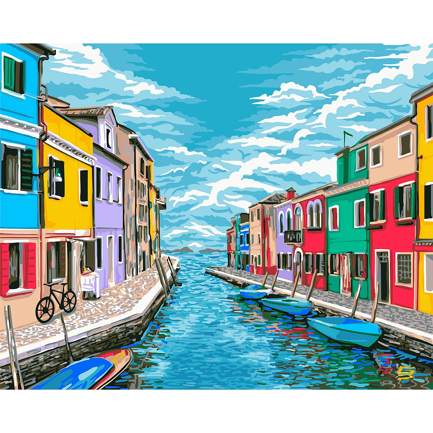 Kit peinture par numéros "maisons colorées", 50 x 40 cm