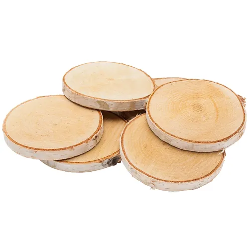 Rondelles en bois de bouleau véritable, 8–10 cm Ø, 6 pièces