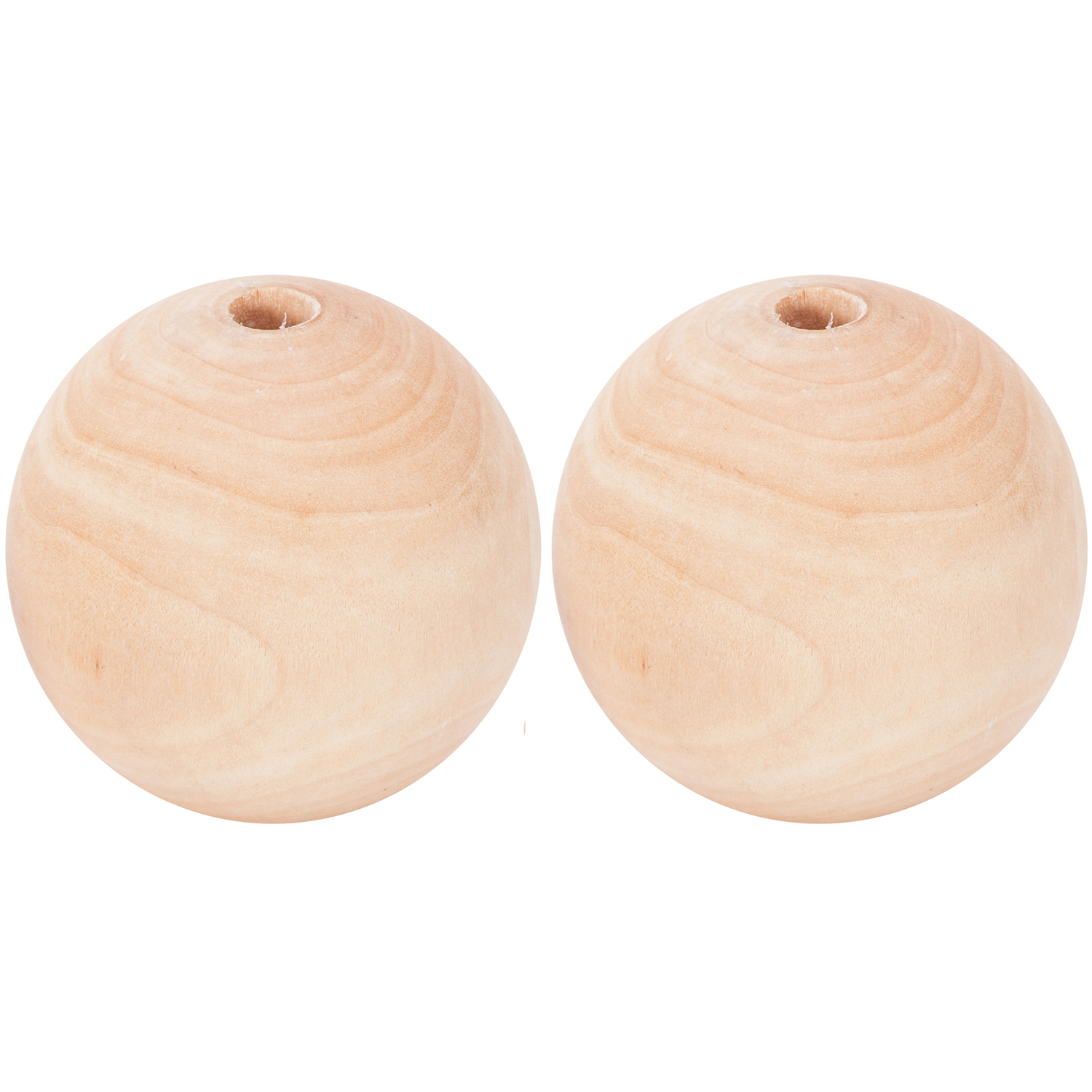 Boules en bois brut, 60 mm Ø, 2 pièces