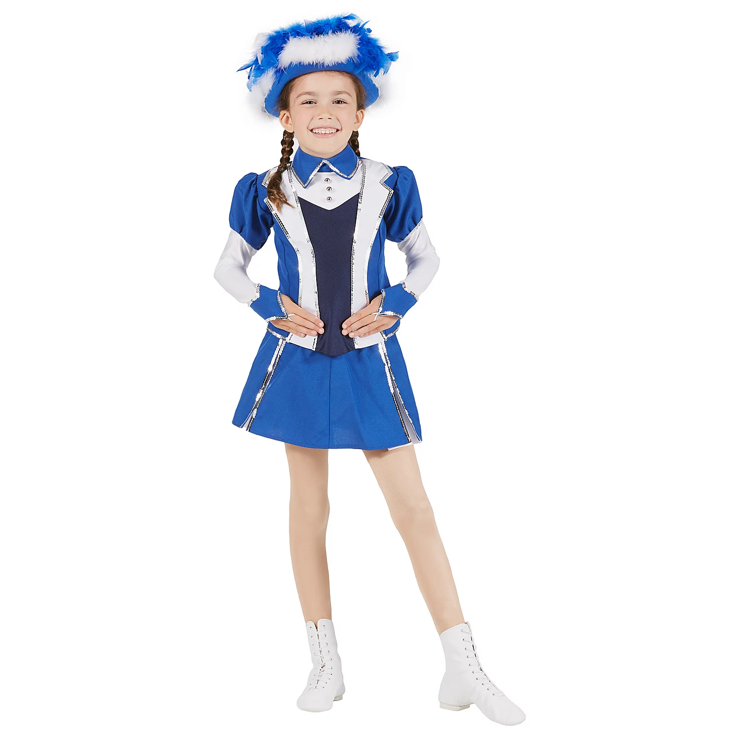 buttinette Déguisement de majorette pour enfants, bleu/blanc