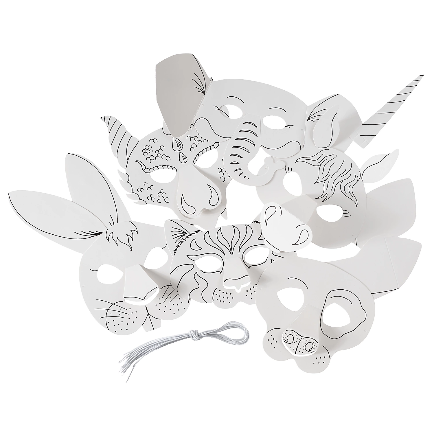 folia Masques en carton, 6 animaux différents