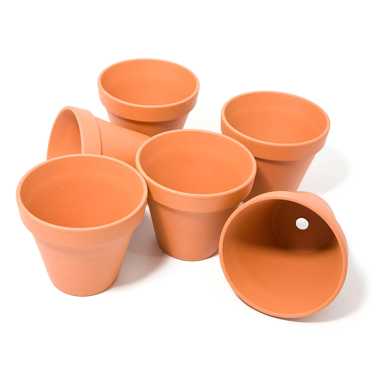 Pots en terre cuite, 12 cm de hauteur, 13 cm Ø, 6 pièces