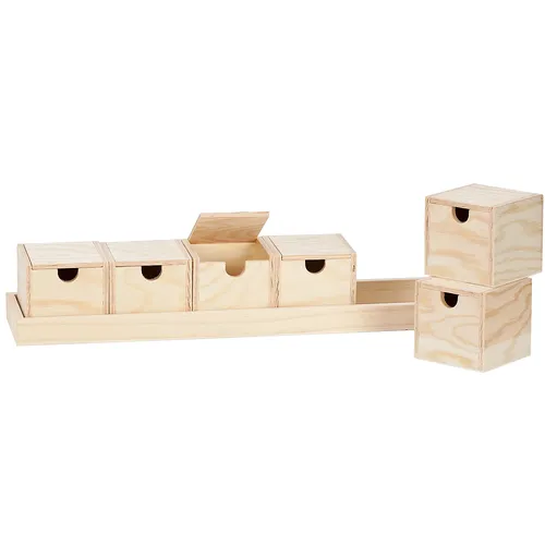 Sortierboxen mit Tablett aus Holz, 50,8 cm, 6 Boxen