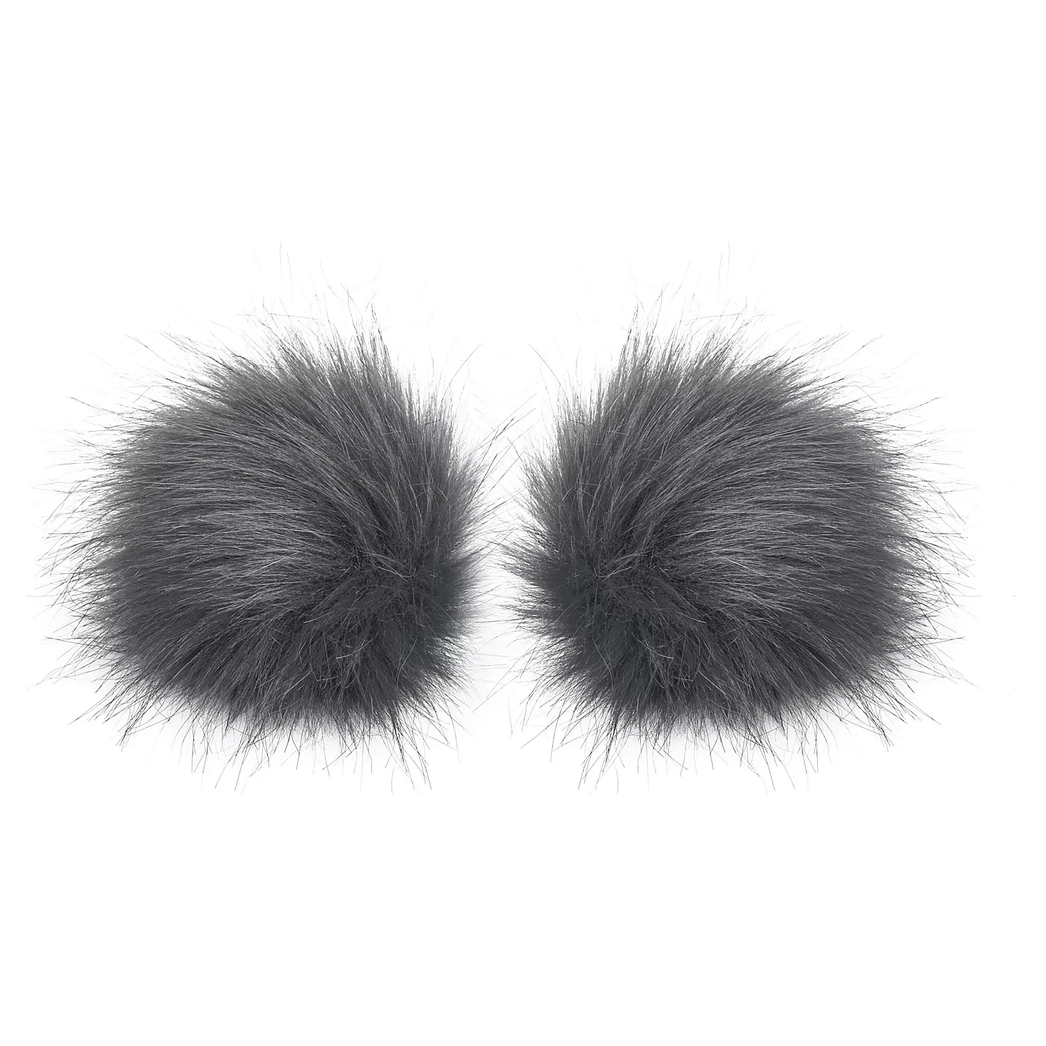 buttinette Fellimitat-Bommel, grau, Größe: 9 cm Ø Image