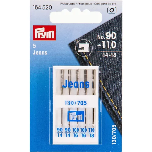 Prym Nähmaschinennadeln Jeans, Stärke: 90–110, Inhalt: 5 Stück