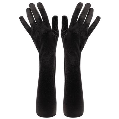 Satin-Handschuhe, schwarz, 55 cm