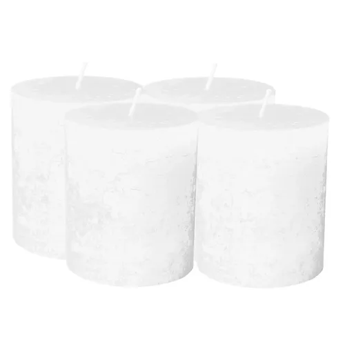 Rustikale Kerzen, weiß, 8 x 7 cm, 4 Stück