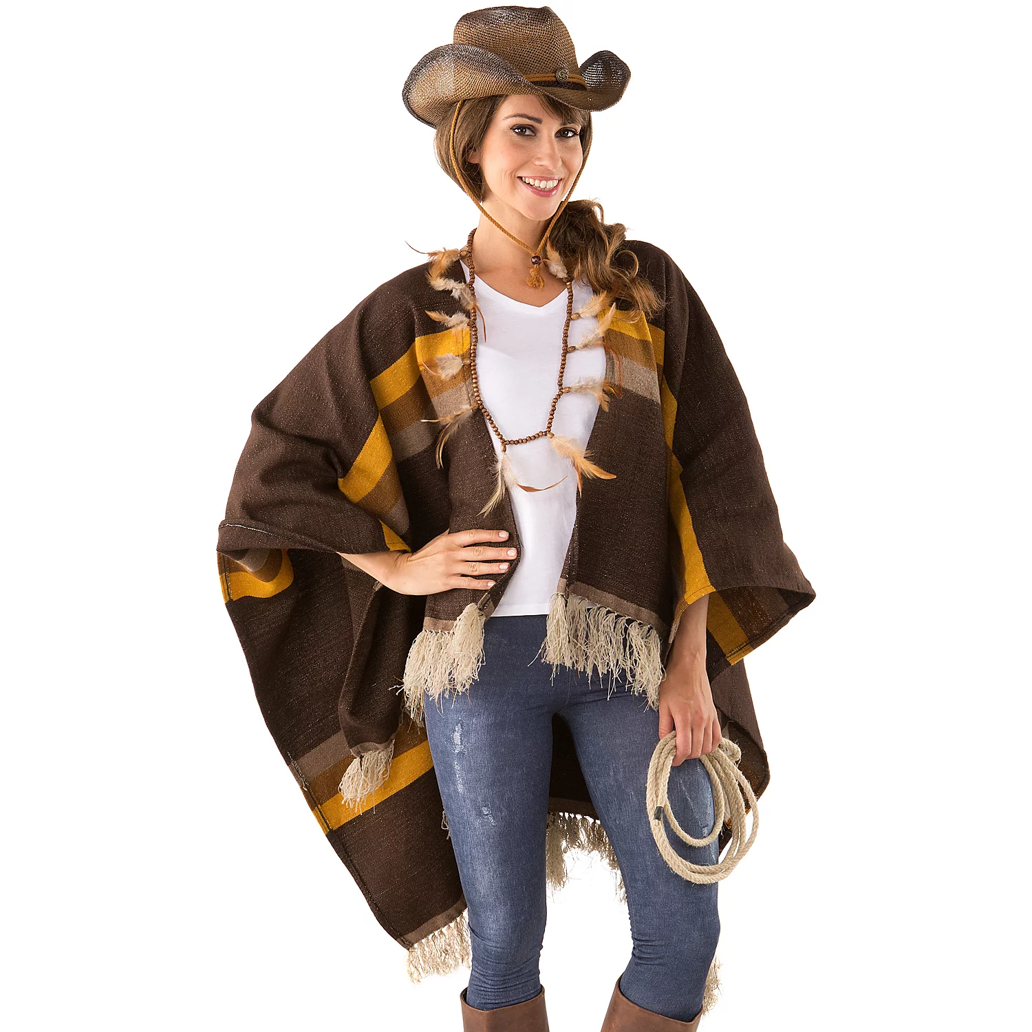 buttinette Western Poncho, unisex, braun Image