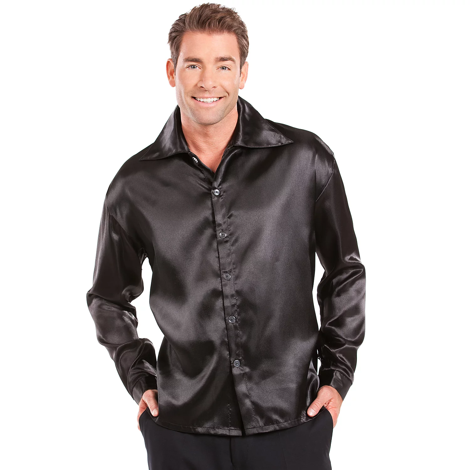 Hemd Satin für Herren, schwarz Image