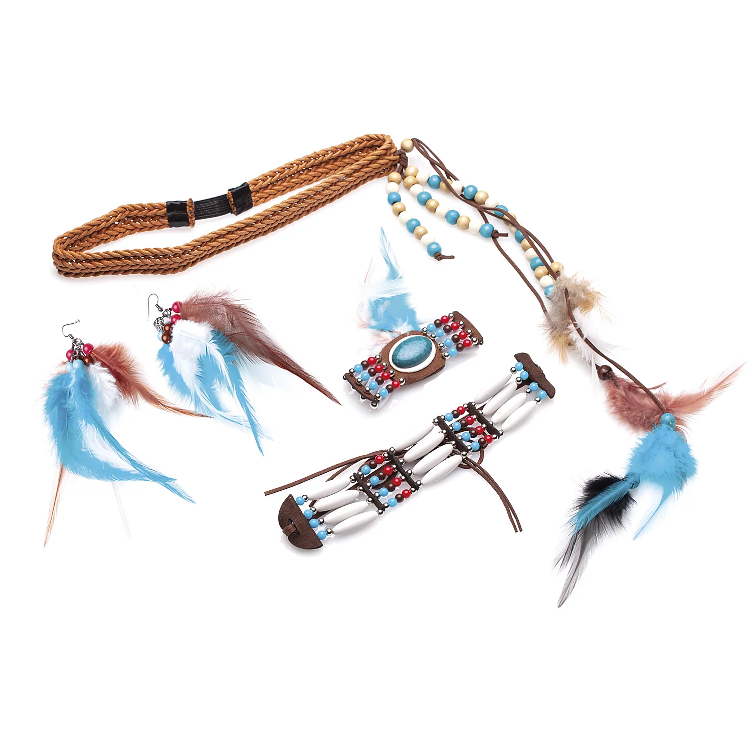 Schmuck-Set Indianer, 5-teilig, blau/braun Image