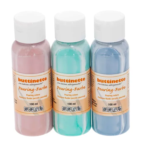 buttinette Pouring-Farben Pastell, 3x 100 ml