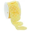 Stoffband Ziehblume Tupfen, gelb-weiß, 5 cm, 2,5 m
