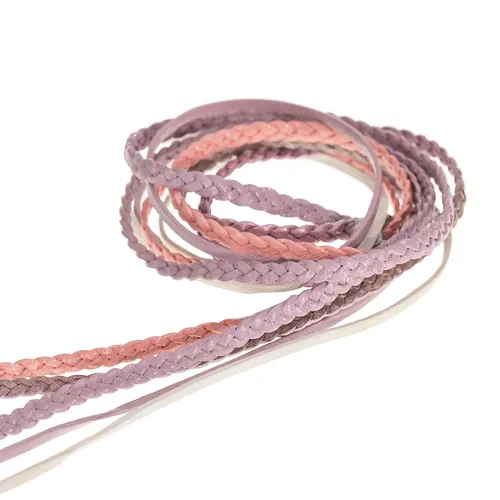 Lederbänder-Mix, rosa, 2–3 mm