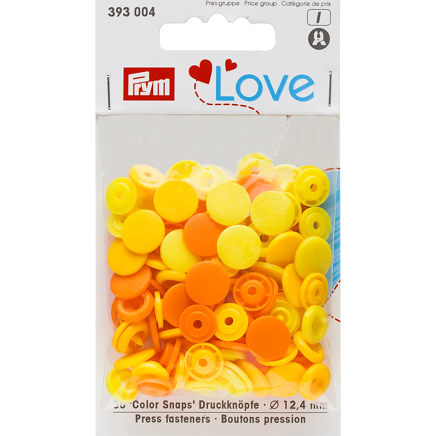 Prym Druckknöpfe Color Snaps, gelb color, 12,4 mm Ø, 30 Stück