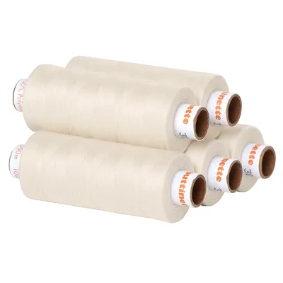 buttinette Universal-Nähgarn, Stärke: 100, 5er-Pack, natur