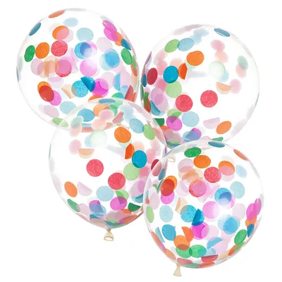 Luftballons Konfetti, bunt, 30 cm Ø, 4 Stück