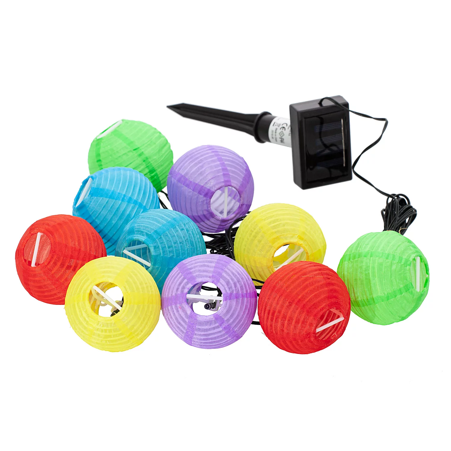 Solar LED Lampion-Lichterkette, bunt Image