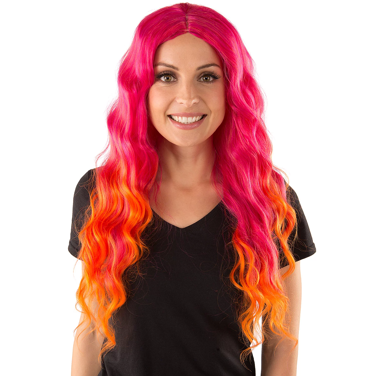 Langhaarperücke Purple Rain, pink/orange, hitzebeständig Image