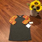 Lularoe Shirts & Tops | Lularoe Kids Floral Print Sloan | Color: Gray/Yellow | Size: 6 Unisex