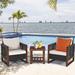 Bay Isle Home™ Krawczyk 3 Piece Rattan Seating Group w/ Cushions Synthetic Wicker/Wood/All - Weather Wicker/Natural Hardwoods/Wicker/Rattan | Outdoor Furniture | Wayfair