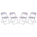 Lawrence Acrylic Folding Chair With Metal Frame, Set of 4 - LeisureMod LF19PU4