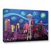 ArtWall Starry Night In Seattle - Space Needle Gallery Wrapped Canvas in Blue/Indigo | 16 H x 24 W x 2 D in | Wayfair 0ble215a1624w