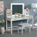 Rosdorf Park Rushford Vanity Set w/ Stool & Mirror Wood in White | 60.13 H x 60 W x 20 D in | Wayfair 6B232FEC2EA54CFFB446DF9DA5CC3587