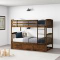 Greyleigh™ Baby & Kids Thomson Twin Over Bed w/ Trundle Wood in Brown | 65 H x 42 W x 79.8 D in | Wayfair 582546D6E637421387E51F8ACCC4D48C
