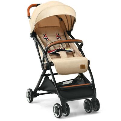 Costway Lightweight Aluminium Frame Baby Stroller with Net-Beige