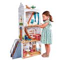 KidKraft Rowan Puppenhaus aus Holz mit Möbeln und Zubehör, Spielset im Stil eines Kanalhauses mit Dachterrasse, für 30 cm Puppen, Spielzeug für Kinder ab 3 Jahre, 10238