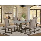 Wildon Home® Bennette 5 - Piece Rubberwood Solid Wood Dining Set Wood/Upholstered in Gray/Brown | Wayfair E8CD890729E843AFAB1B1FD0EBACF920