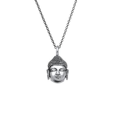 KUZZOI - Herren Erbskette Buddha Kopf Oxidiert 925 Silber Ketten 1 ct