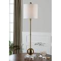 Birch Lane™ Kingston 35" Buffet Lamp Linen/Metal in Brown/White/Yellow | 35 H x 9 W x 9 D in | Wayfair B55FF273BB4A4582A0DFC93B33B67998