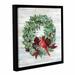 The Holiday Aisle® Holiday Wreath on Wood Framed Graphic Art on Wrapped Canvas in Brown/Green/Red | 24 H x 24 W x 2 D in | Wayfair